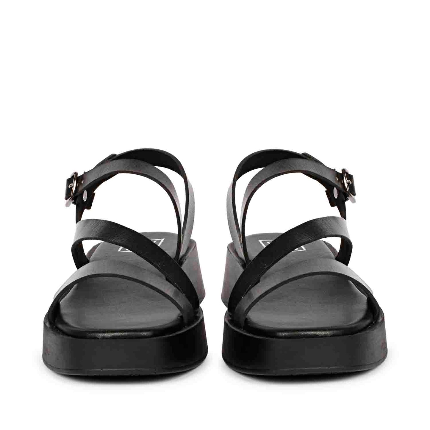 ViviBlu Black Leather Platform Sandals
