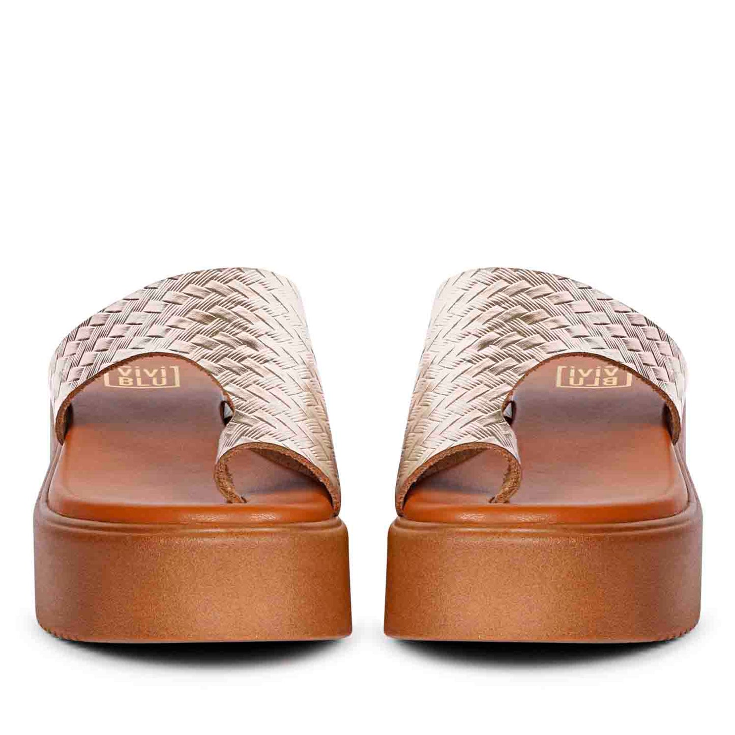 ViviBlu Gold Leather Platform Sandals