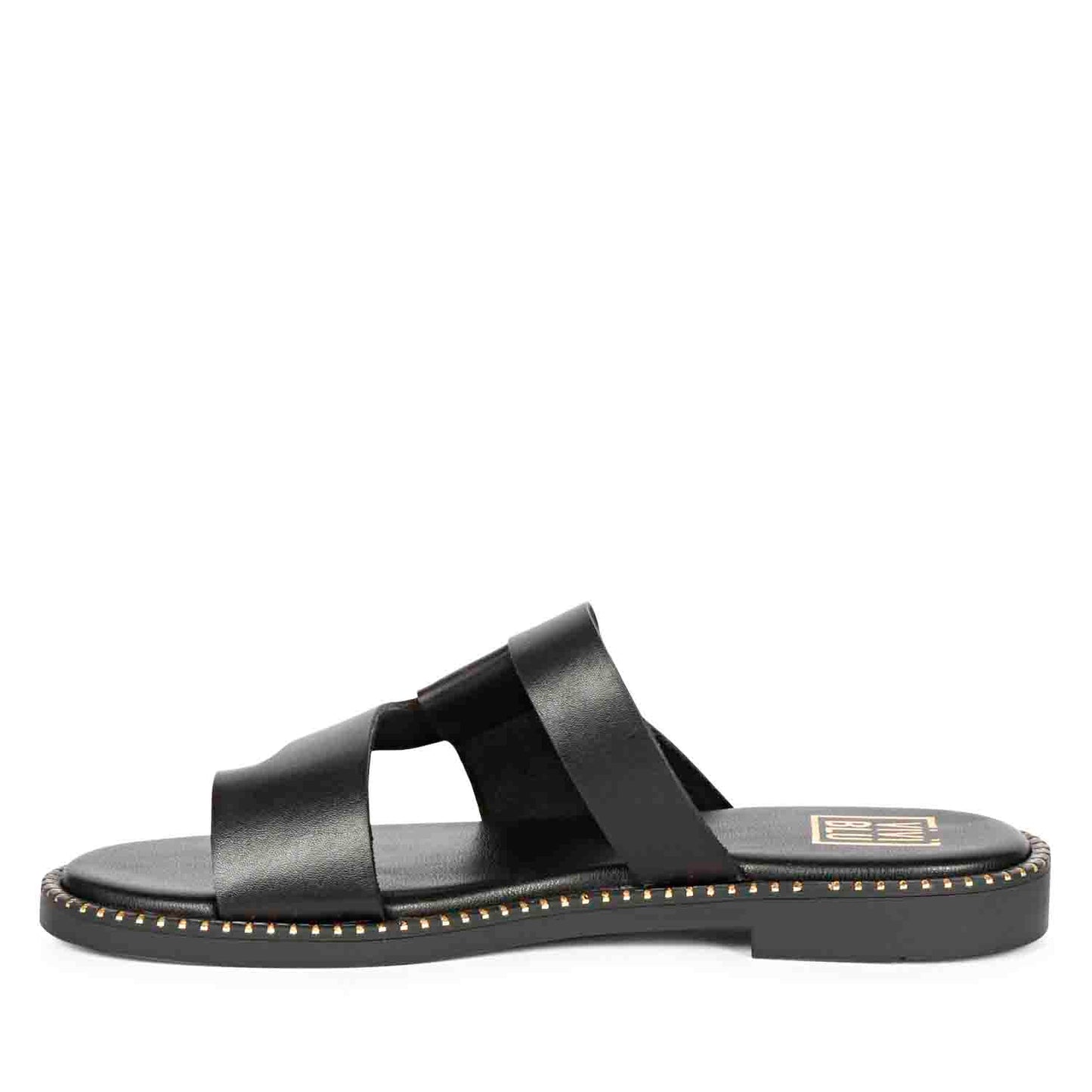 ViviBlu Black Leather Flat Sandals
