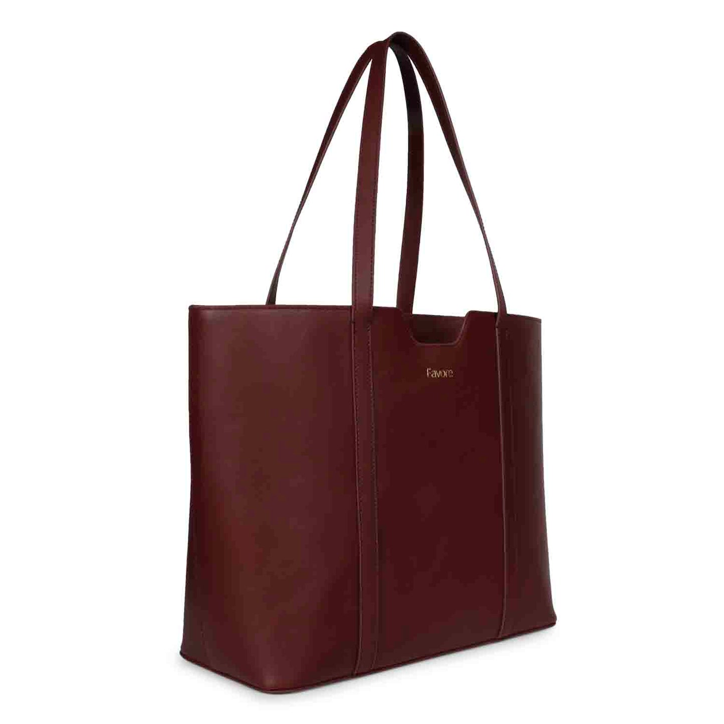 Favore Maroon Leather Structured Shoulder Bag