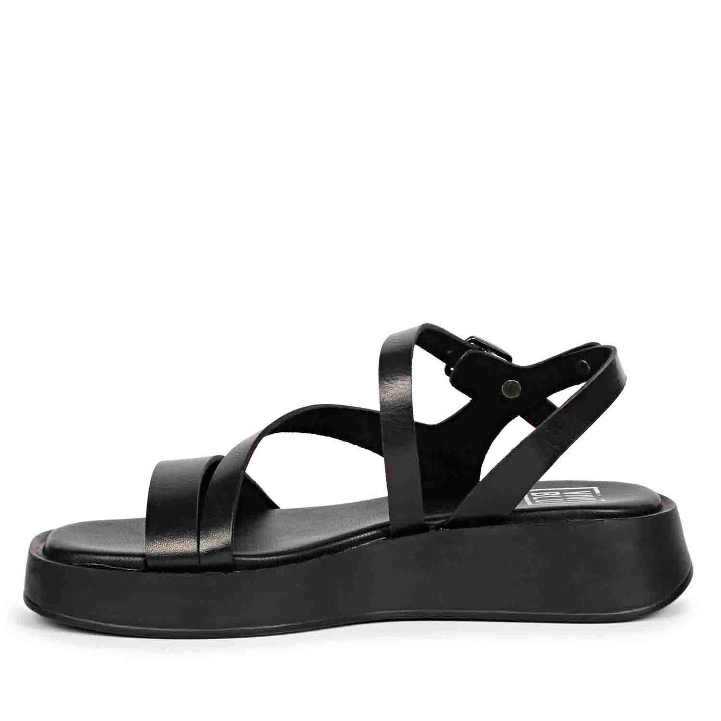 ViviBlu Black Leather Platform Sandals