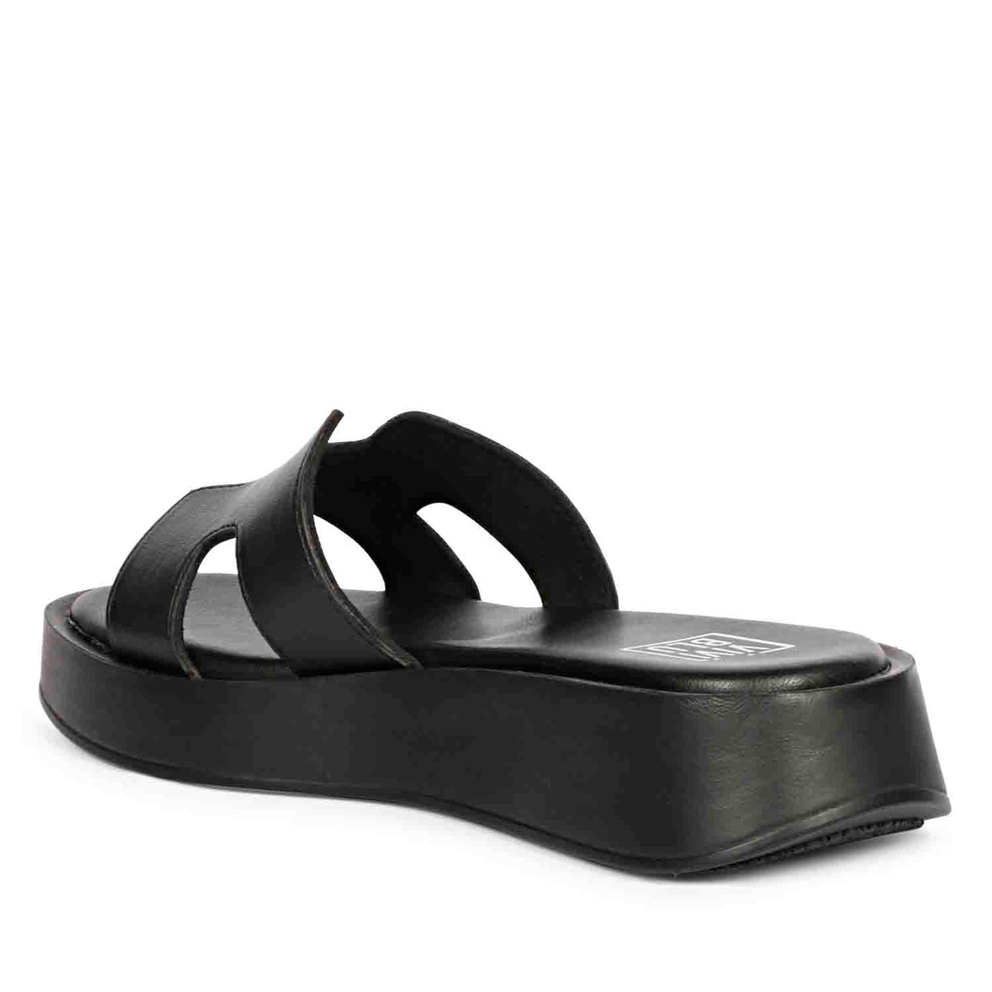 ViviBlu Black Leather Platform Sandals