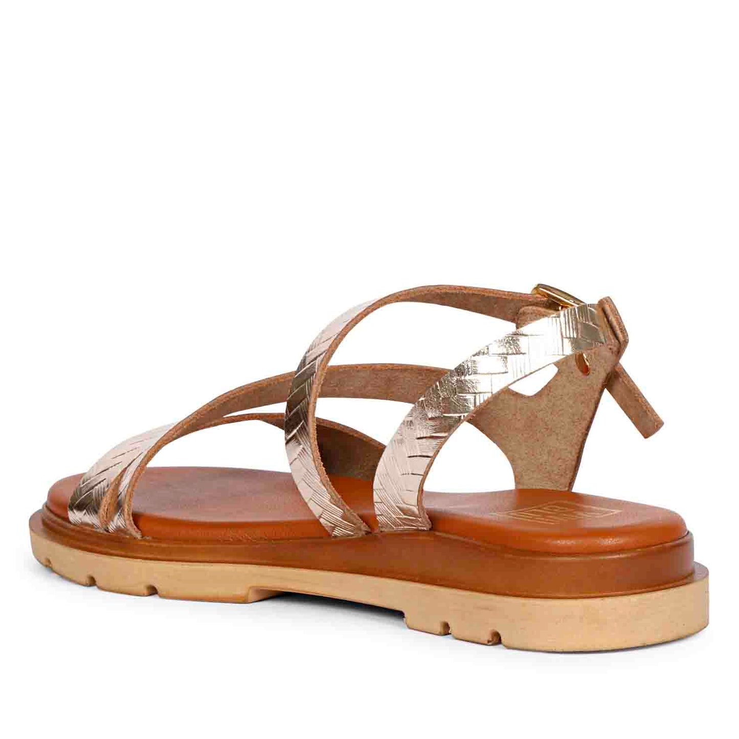 ViviBlu Gold Leather Flat Sandals