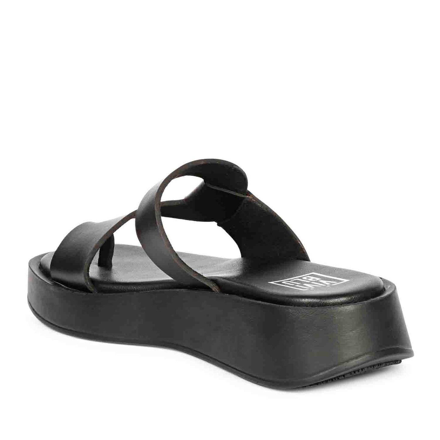 ViviBlu Black Leather Platform Sandals