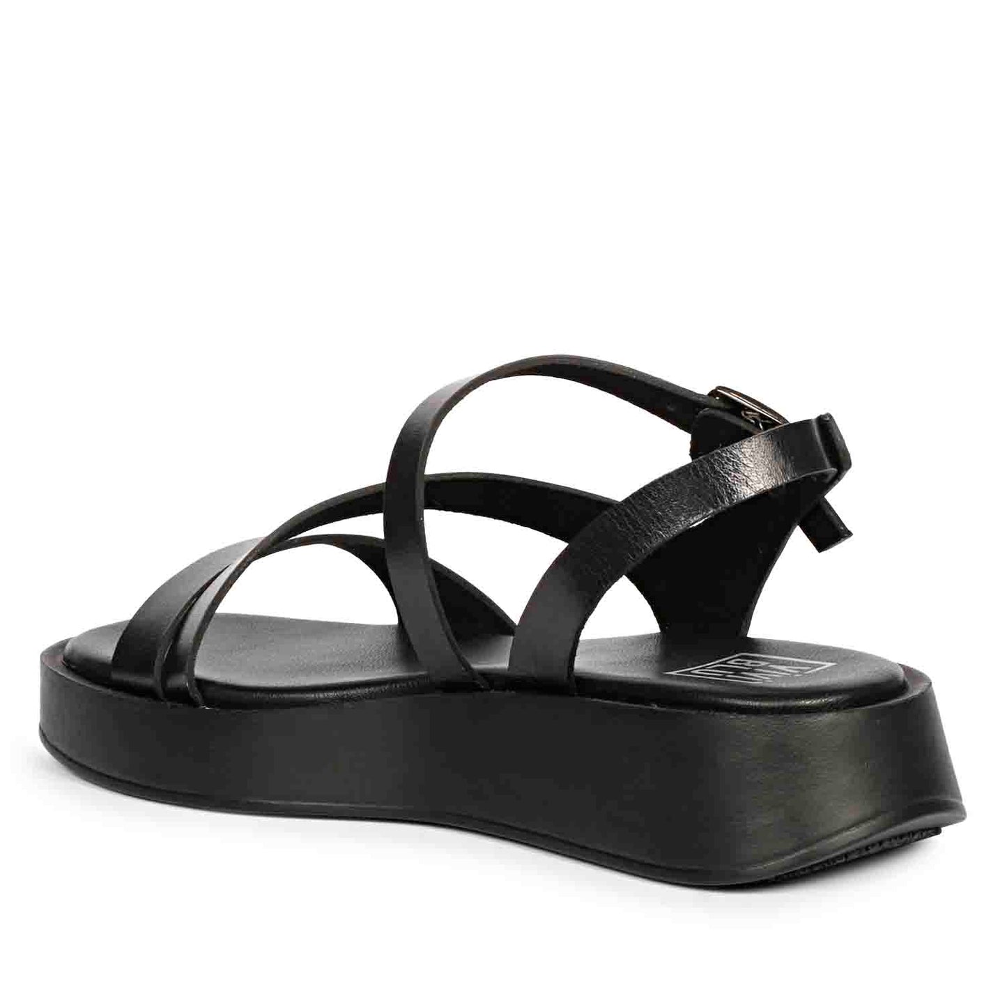 ViviBlu Black Leather Platform Sandals
