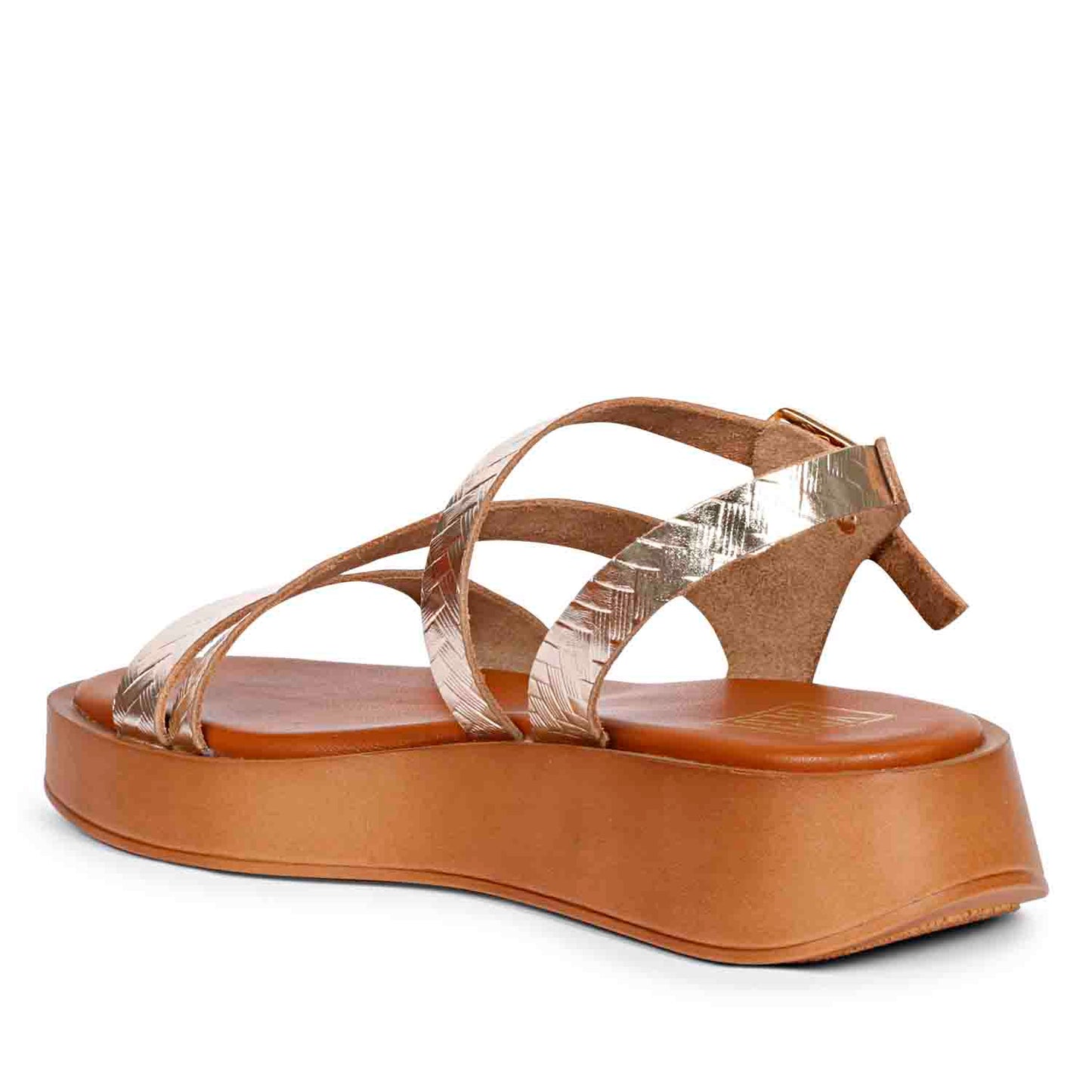 ViviBlu Gold Leather Platform Sandals