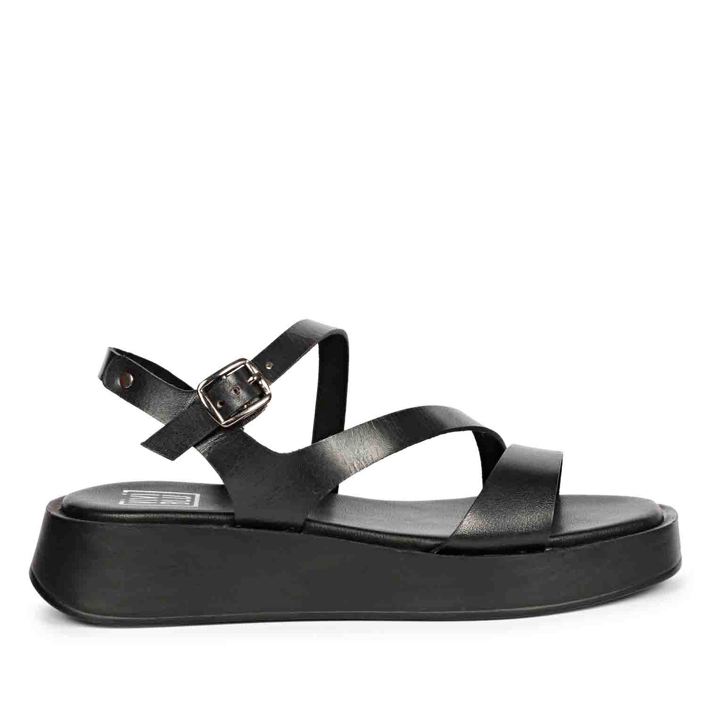 ViviBlu Black Leather Platform Sandals
