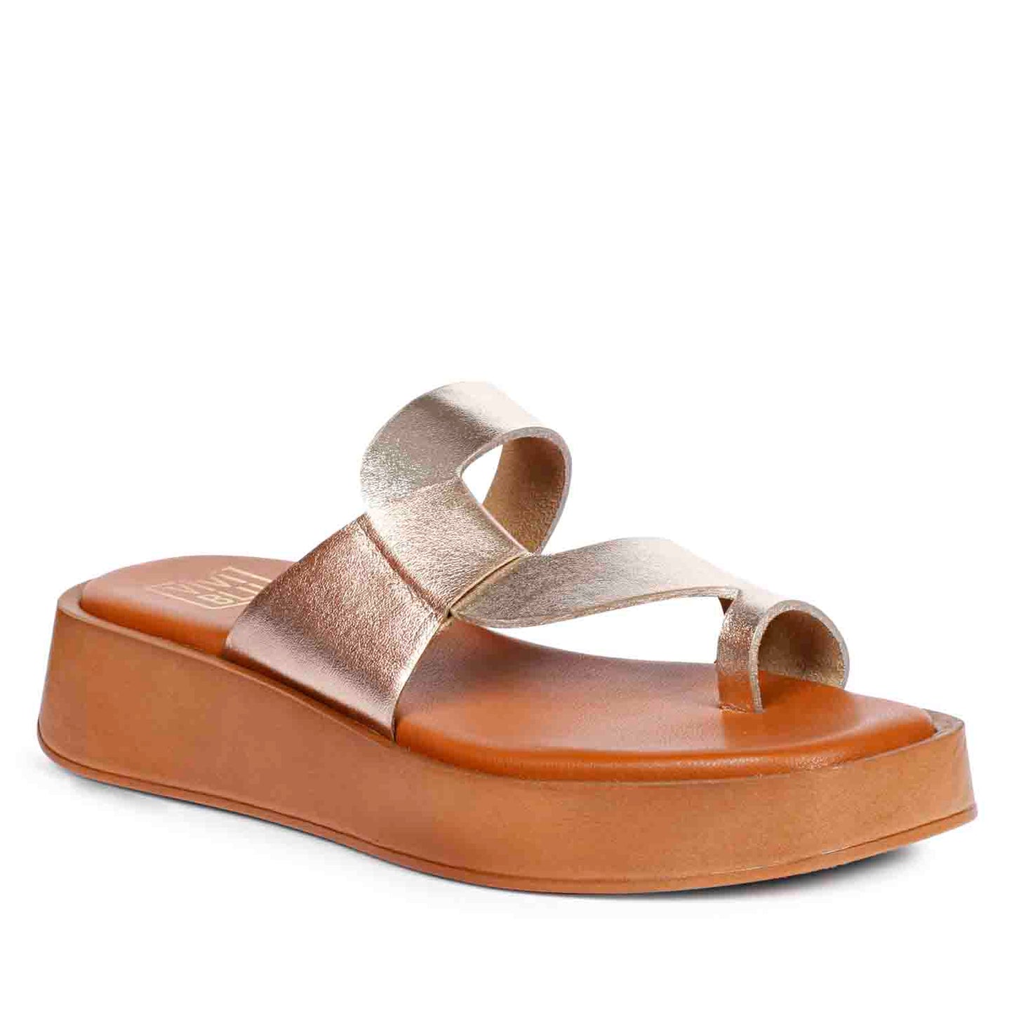 ViviBlu Champagne Leather Platform Sandals