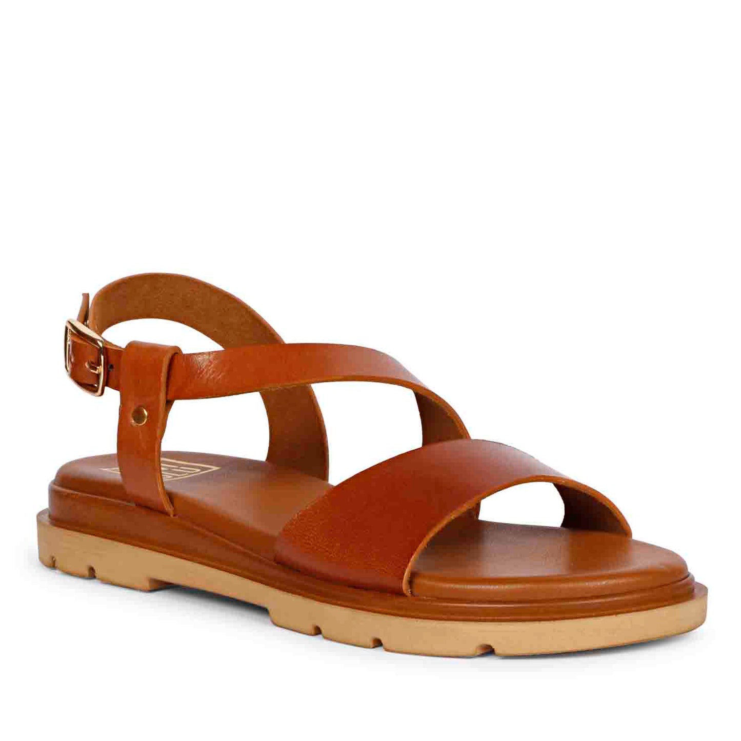 ViviBlu Tan Leather Flat Sandals