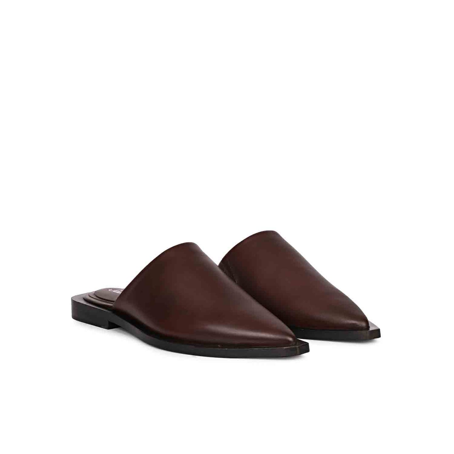 Saint Sara Chocolate Leather Flat Mules