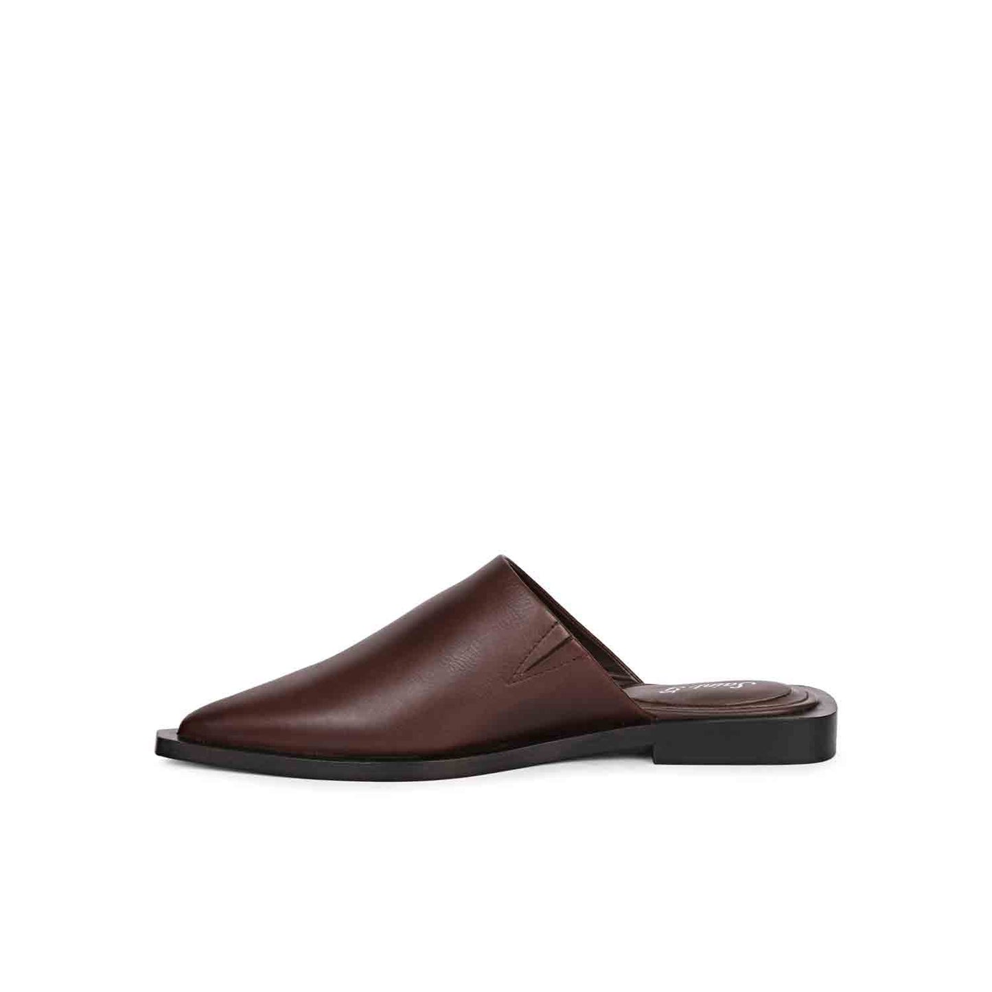 Saint Sara Chocolate Leather Flat Mules