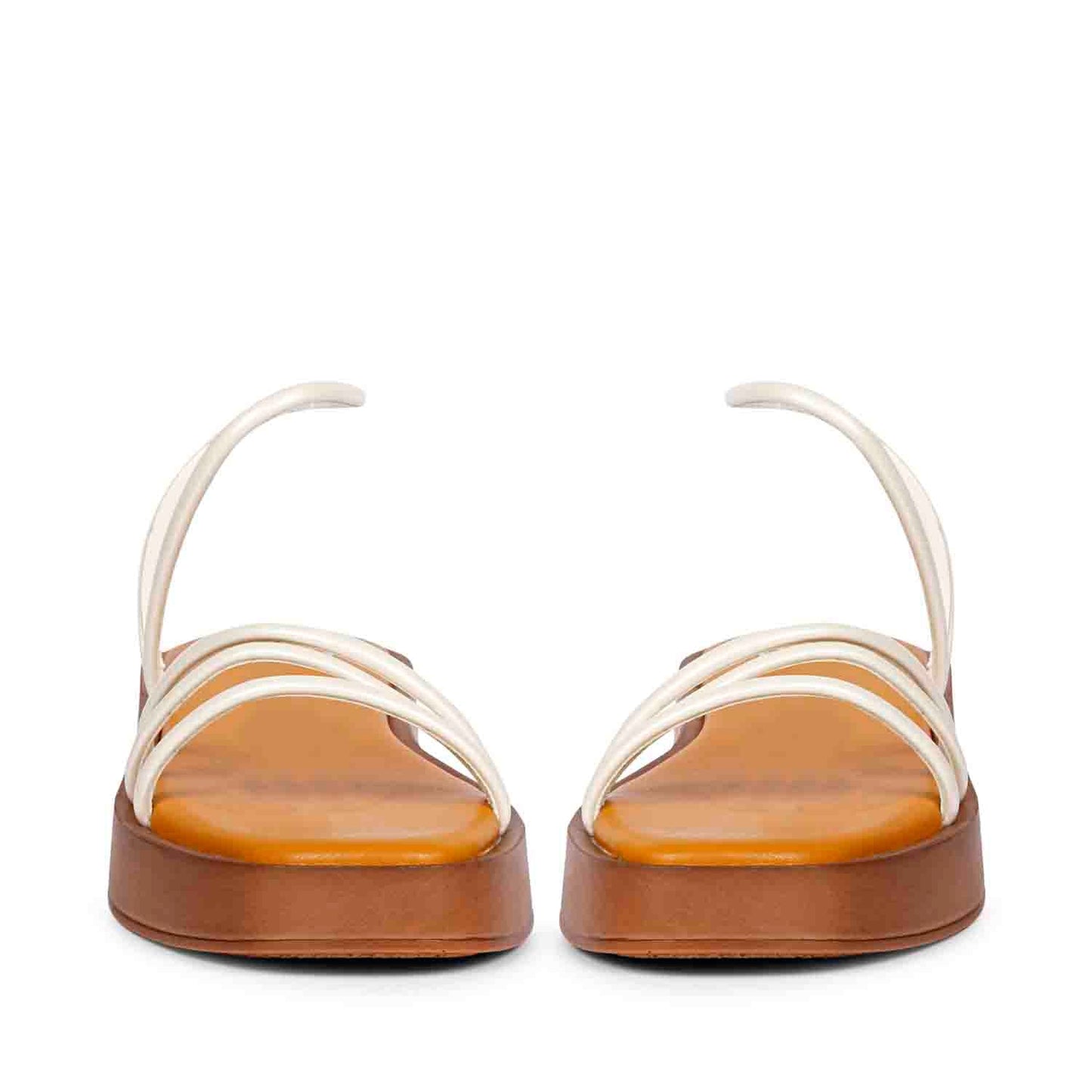 ViviBlu White Leather Flat Sandals