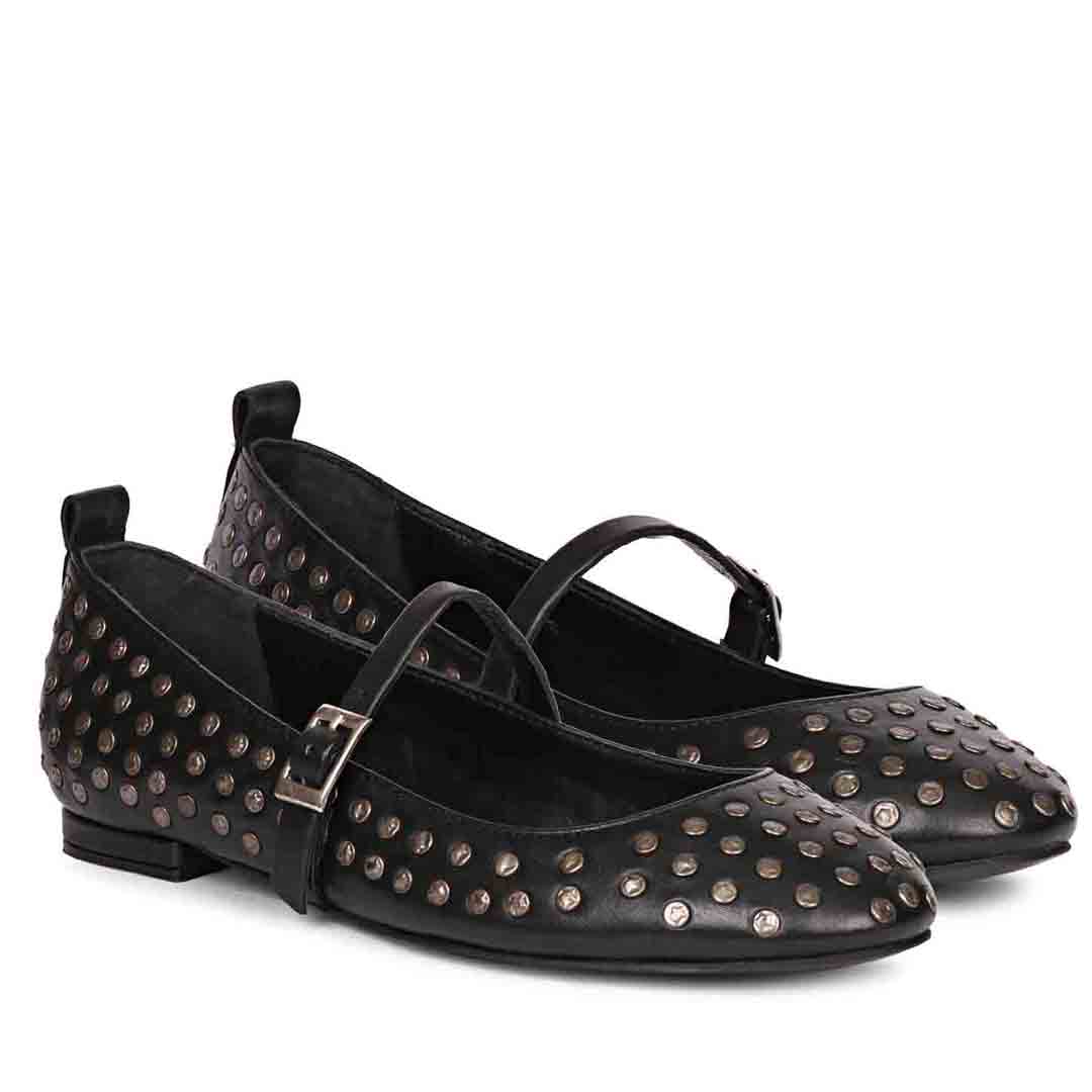 Saint Aleah Black Studded Ballerina