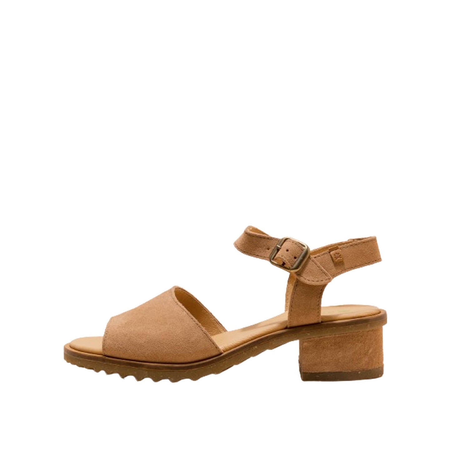 El Naturalista Honey Embellished Leather Block Sandals with Buckle