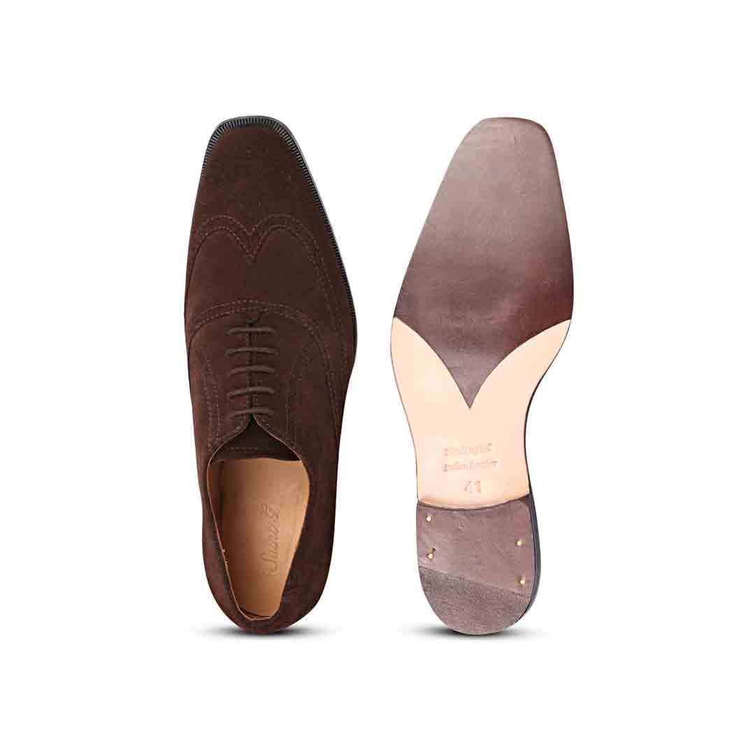 Saint Vincenzo Suede Brown Leather Square Toe Lace Up Décor Shoes