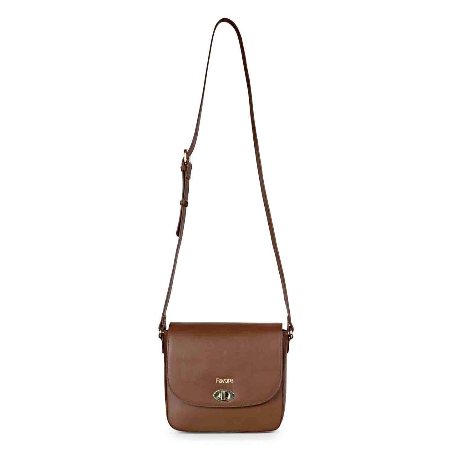 Favore Dark Brown Womens Leather Structured Sling Bag