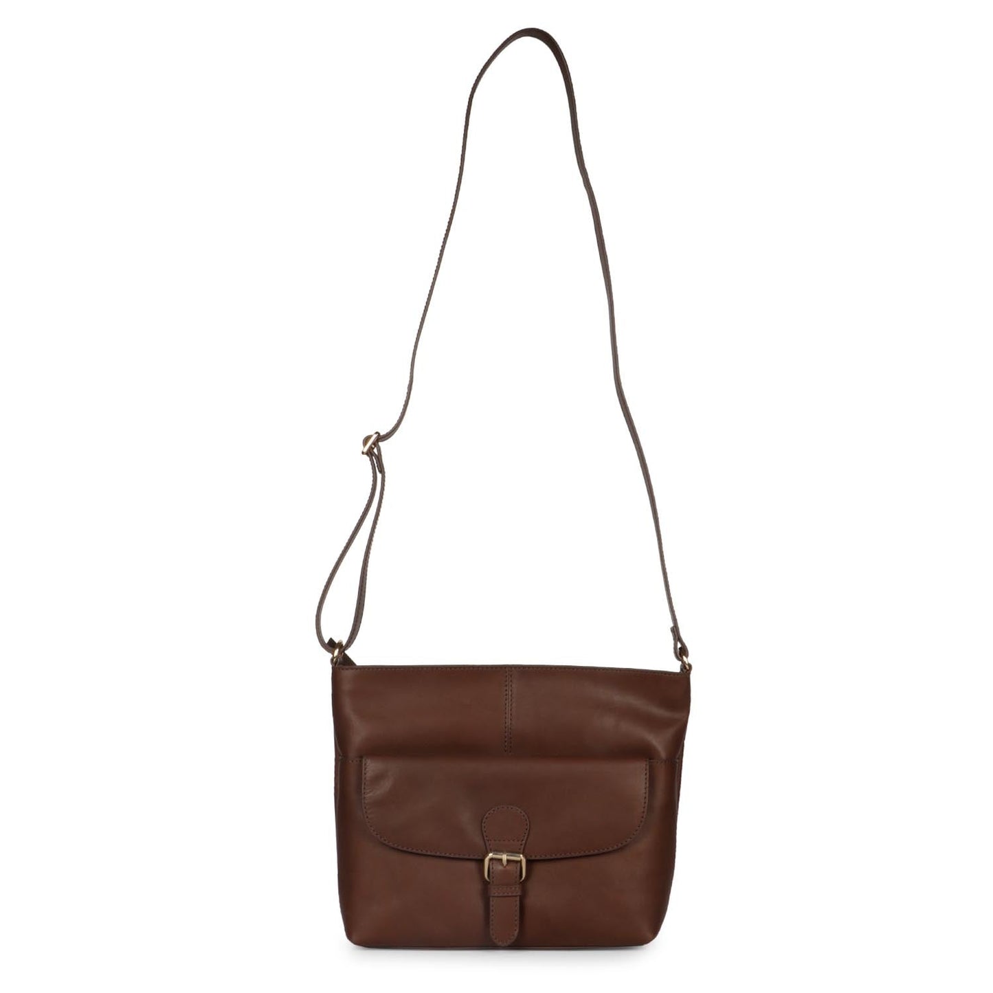 Favore Brown Womens Leather Structured Sling Bag