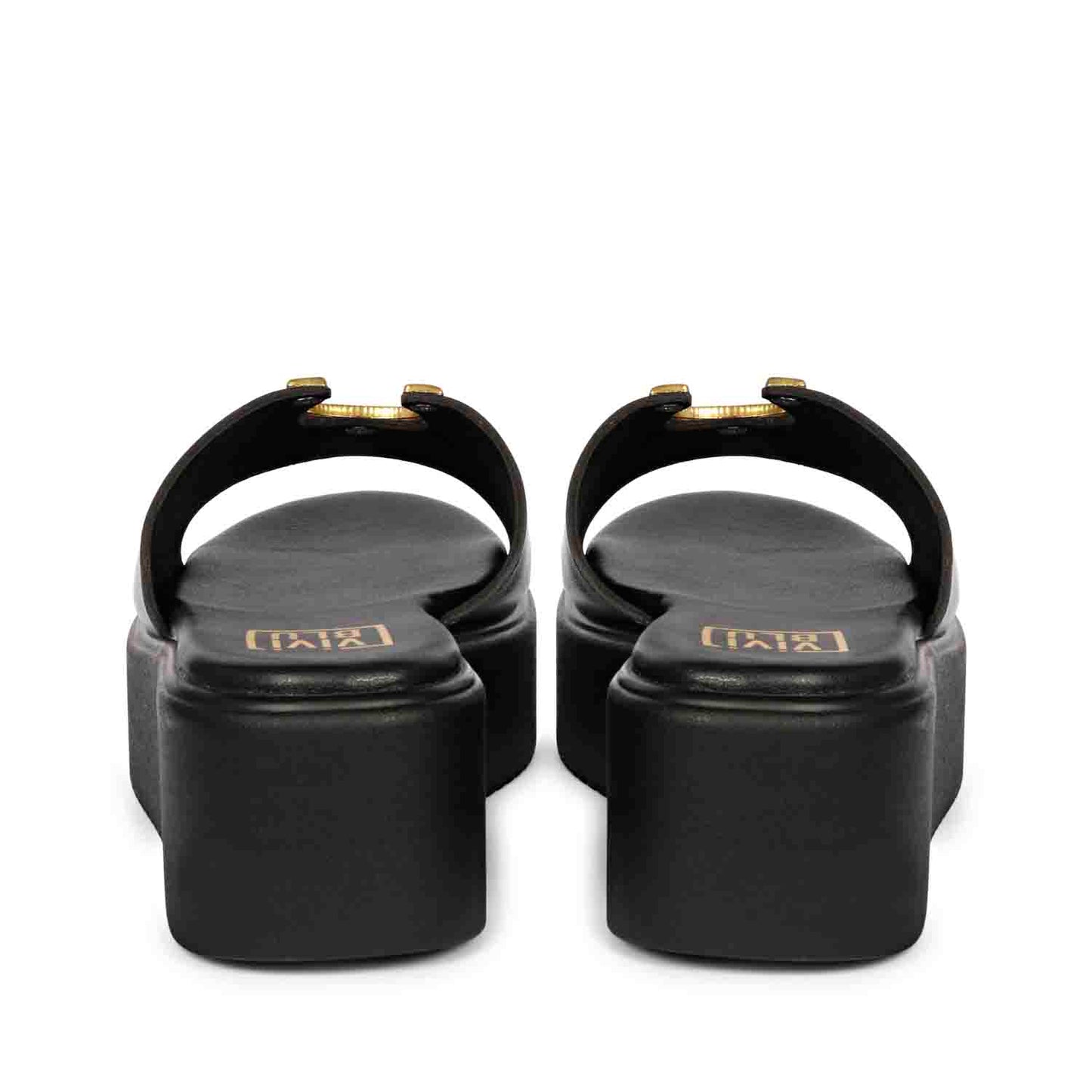 Nala Black Leather Platform Sandals