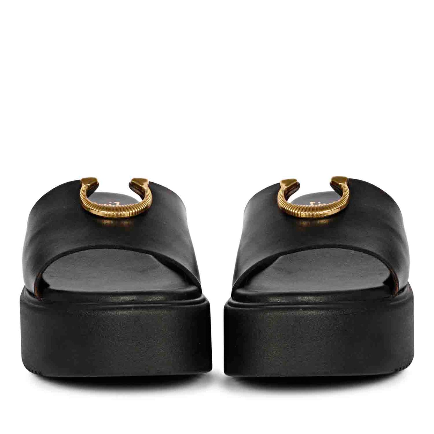 Nala Black Leather Platform Sandals