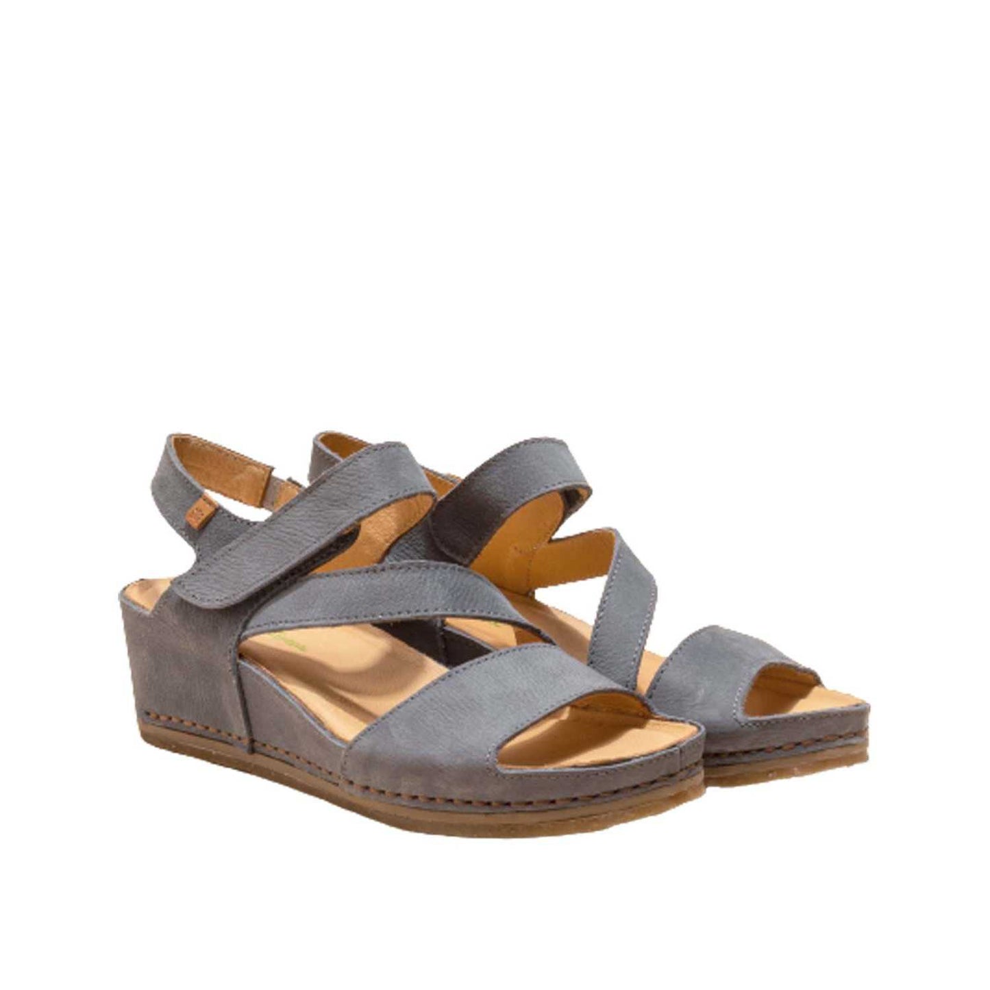 El Naturalista Vaquero Embellished Leather Block Sandals with Buckle