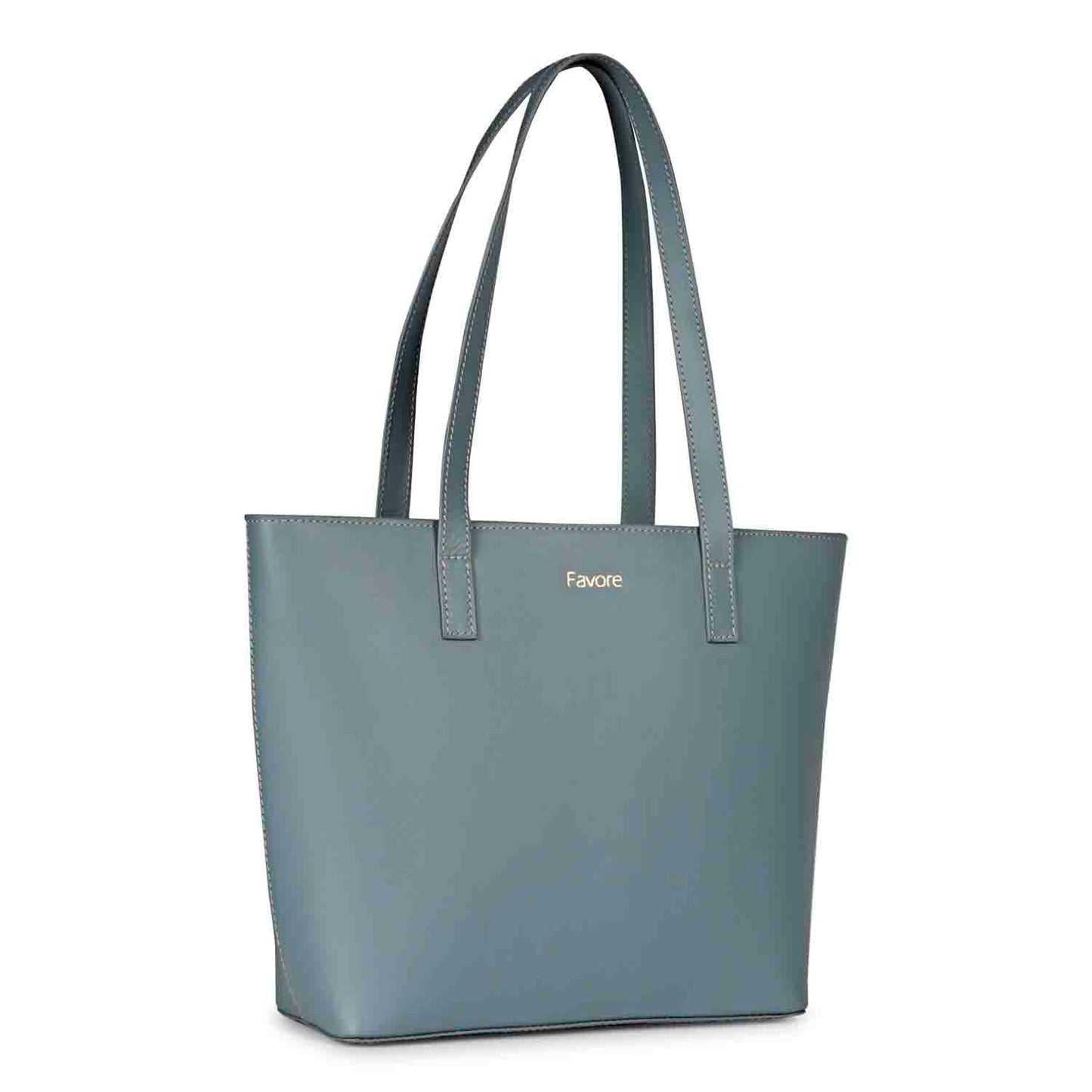 Favore Textured Navy Leather Structured Shoulder Bag With a Small Pouch