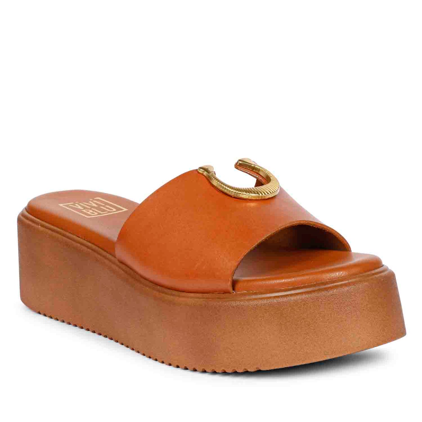 Nala Tan Leather Platform Sandals