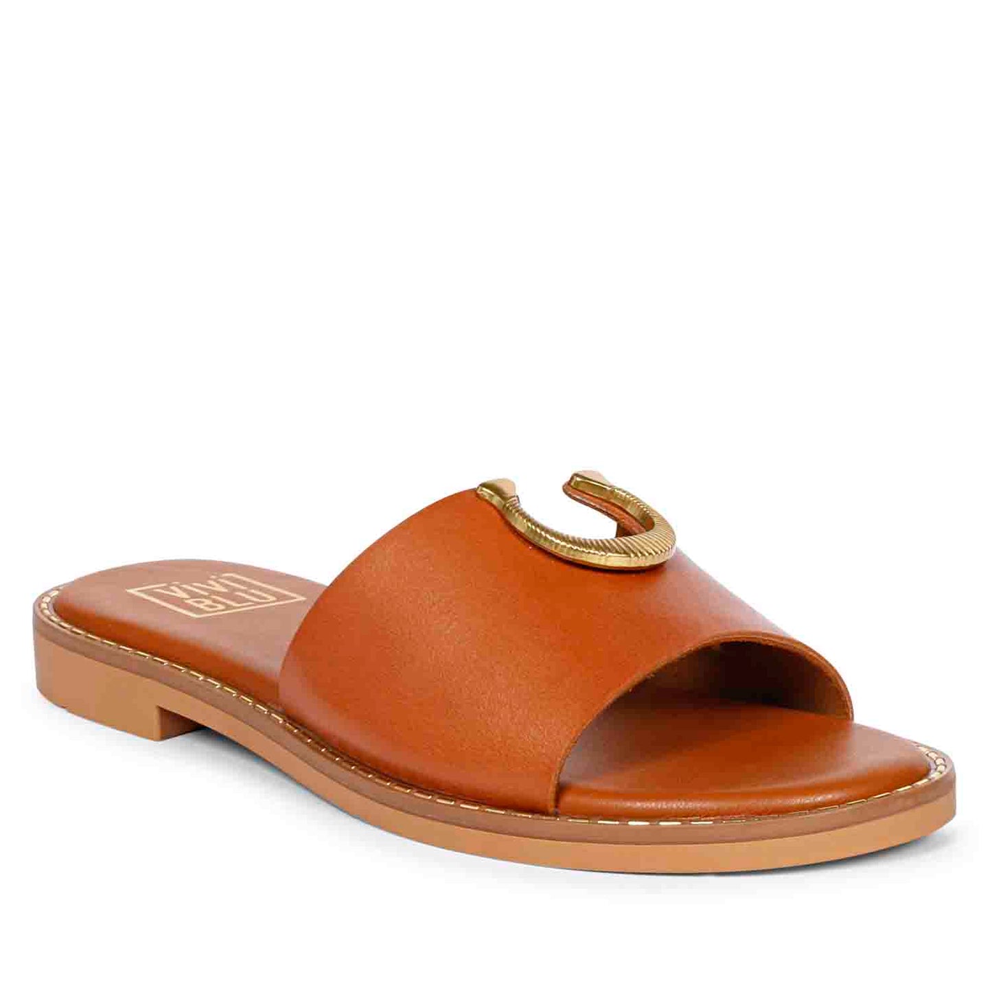 ViviBlu Tan Leather Flat Sandals