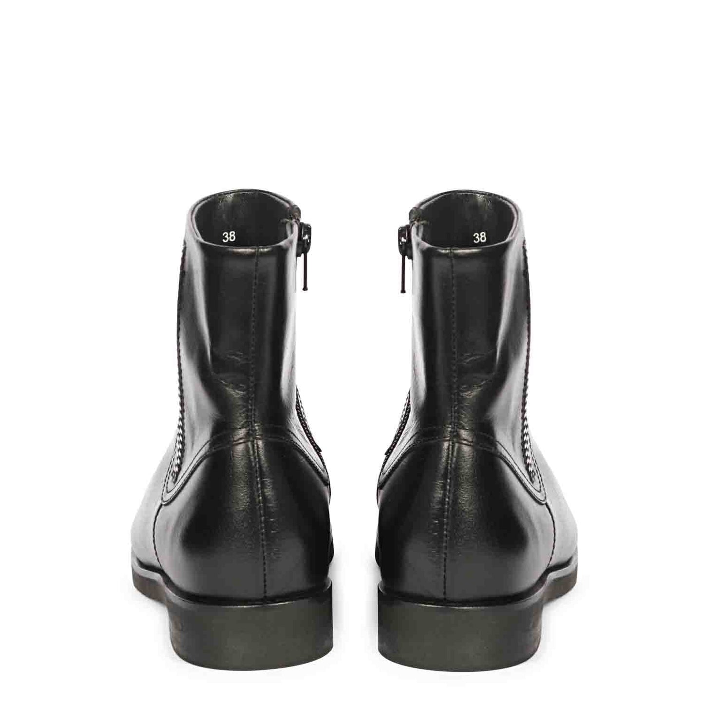 Saint Ryann Black Leather Handcrafted InSide Zippers Ankle Boots