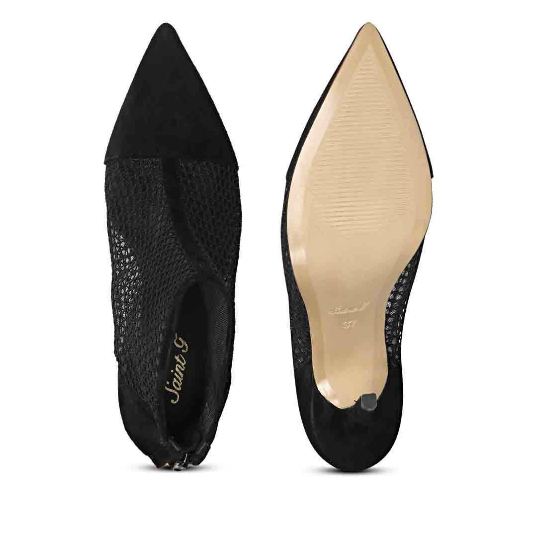Saint Kinslee Black Mess Suede Leather Pumps