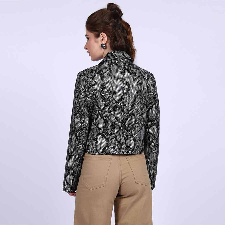 Saint Evie Grey Leather Women Jackets