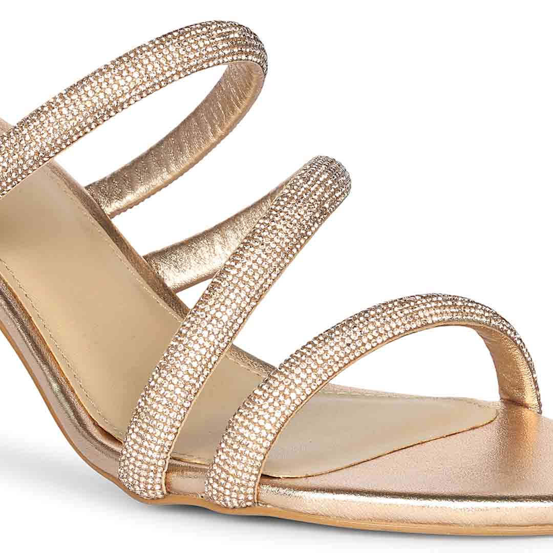 Saint Layla Crystal Cord Rose Gold Leather Stilettos