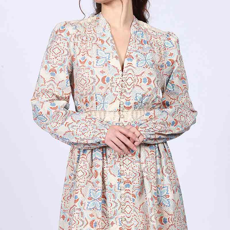 Saint Womens Ivory Multicolour Cotton Poplin Dress