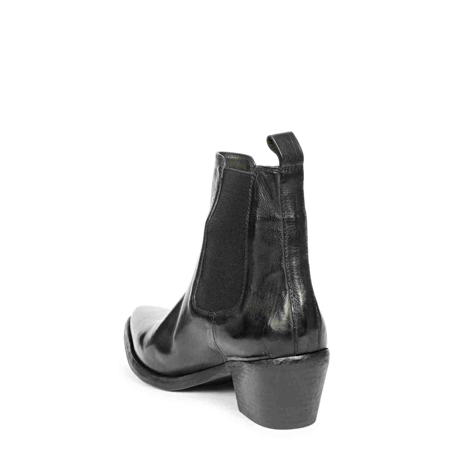 Saint Athena Black Leather Washed Ankle Boot
