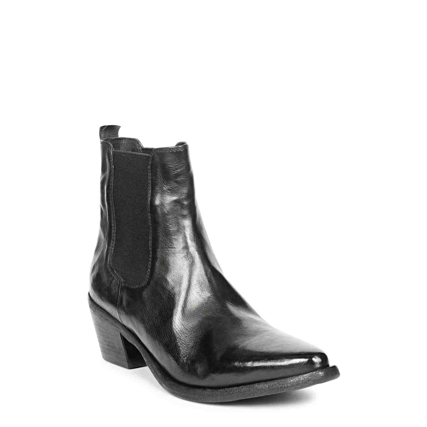 Saint Athena Black Leather Washed Ankle Boot