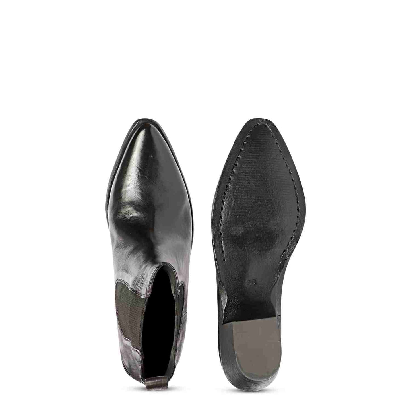 Saint Athena Black Leather Washed Ankle Boot