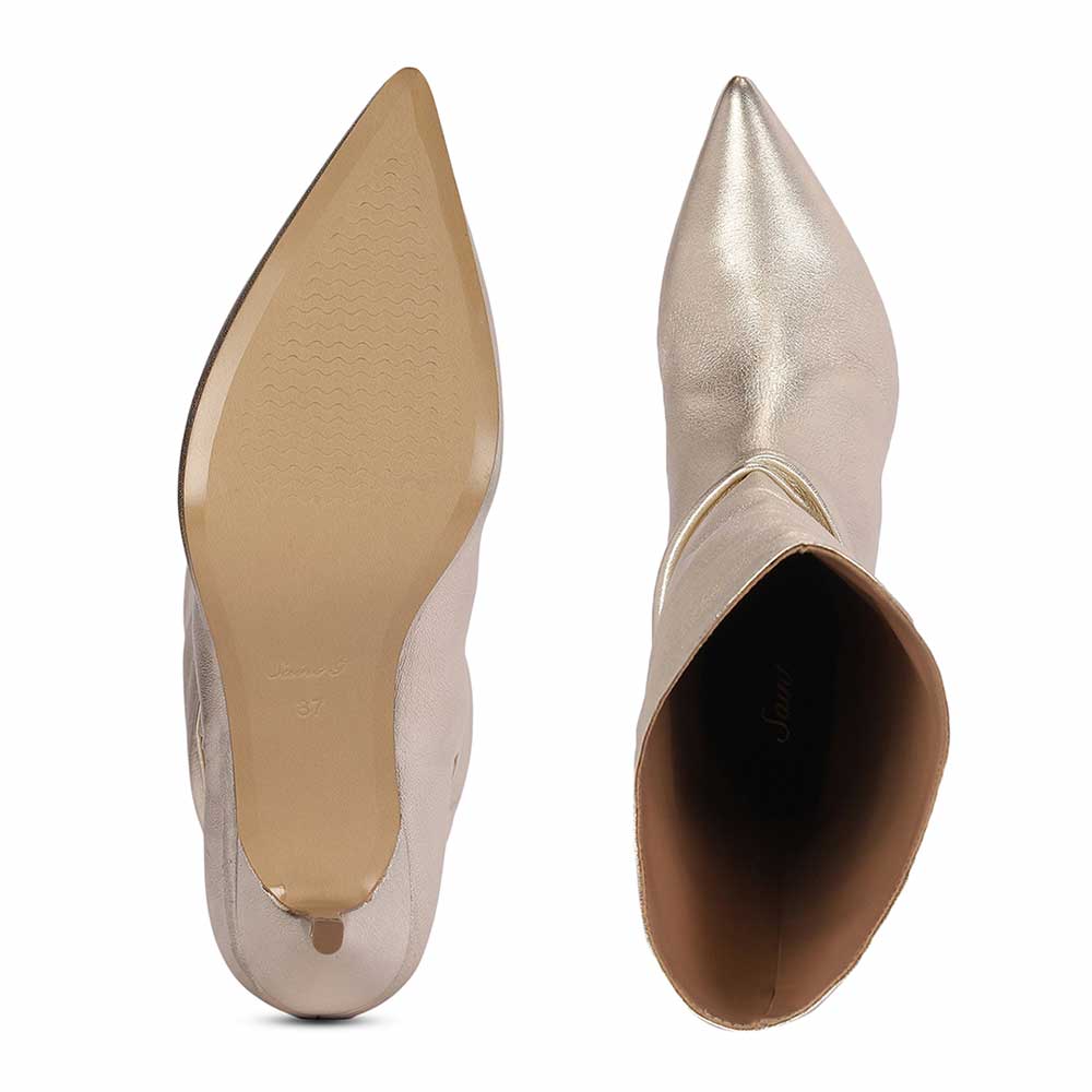 Saint Nayeli Gold Metallic Leather calf Length Slouch Boots