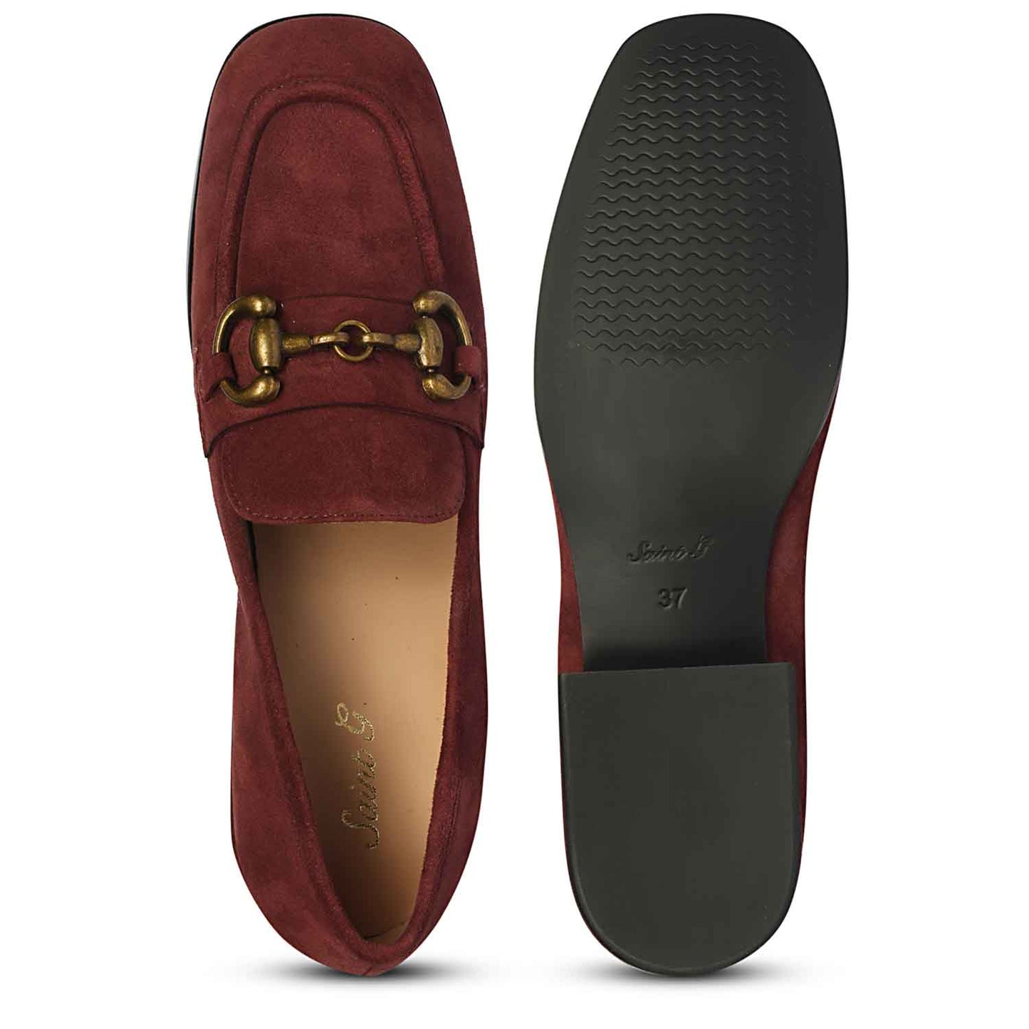 Saint Jacqueline Burgundy Suede Leather Moccasins