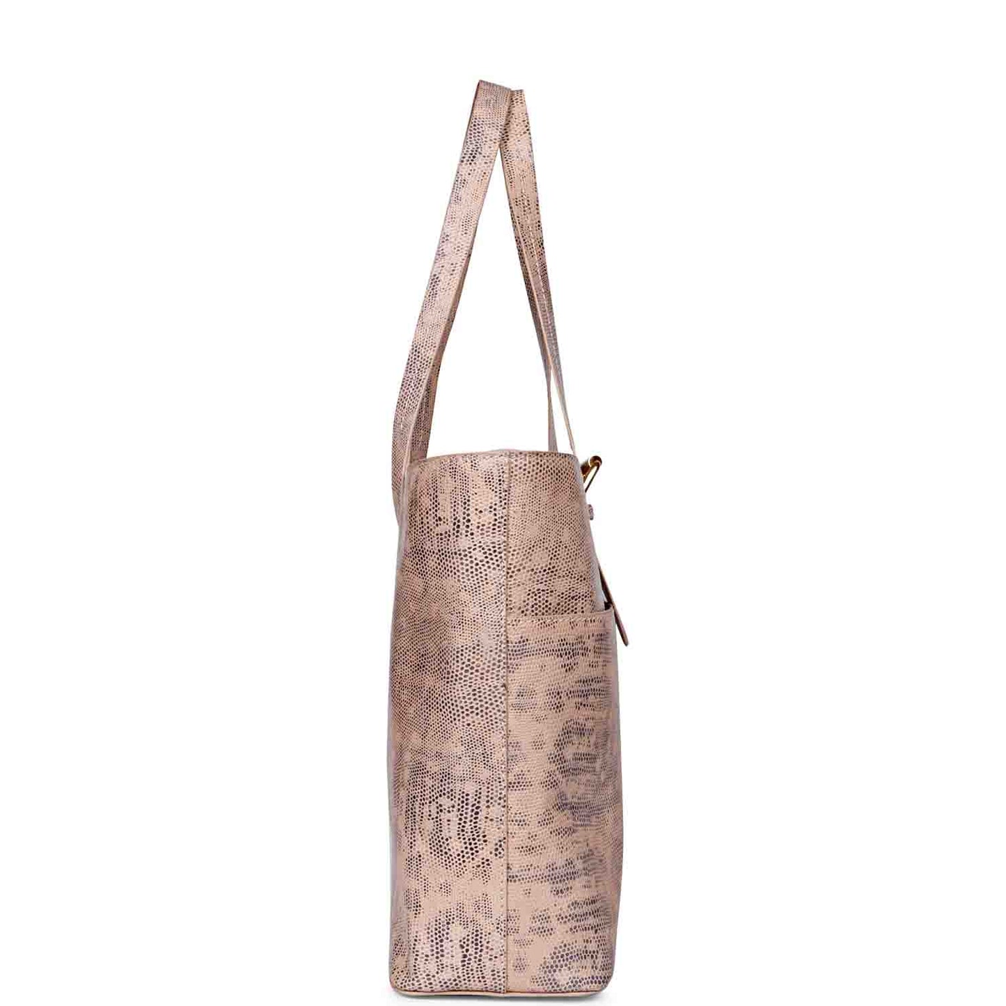 Favore Peach Leather Structured Shoulder Bag