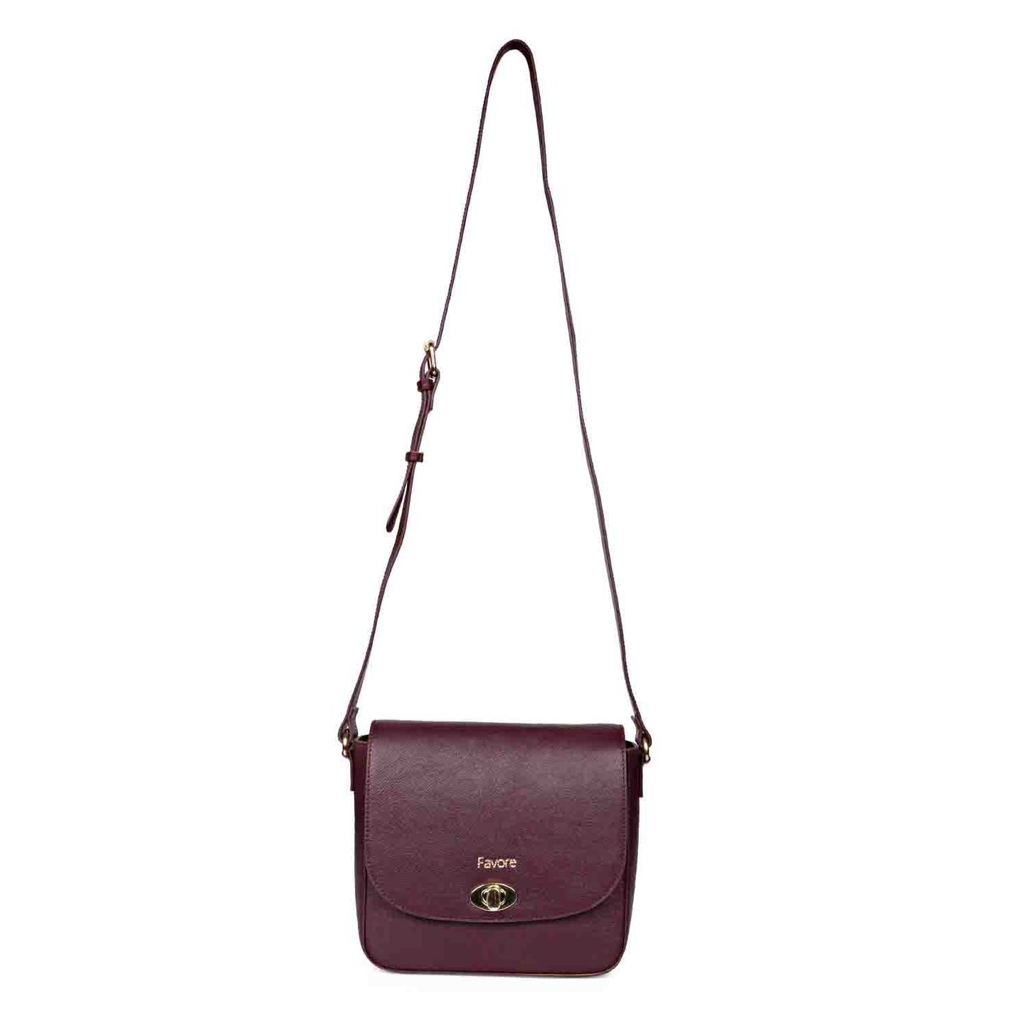 Favore Burgundy Womens Leather Structured Sling Bag