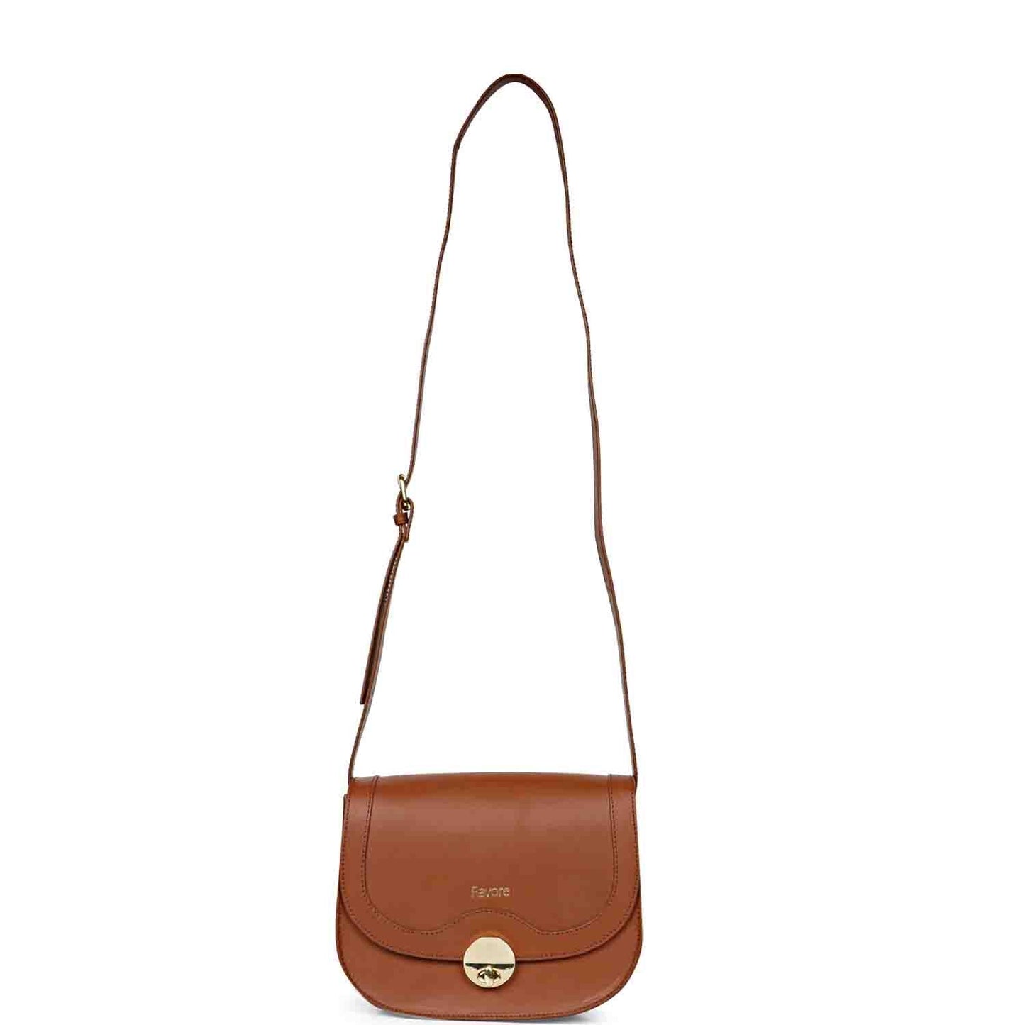 Favore Tan Womens Leather Structured Sling Bag