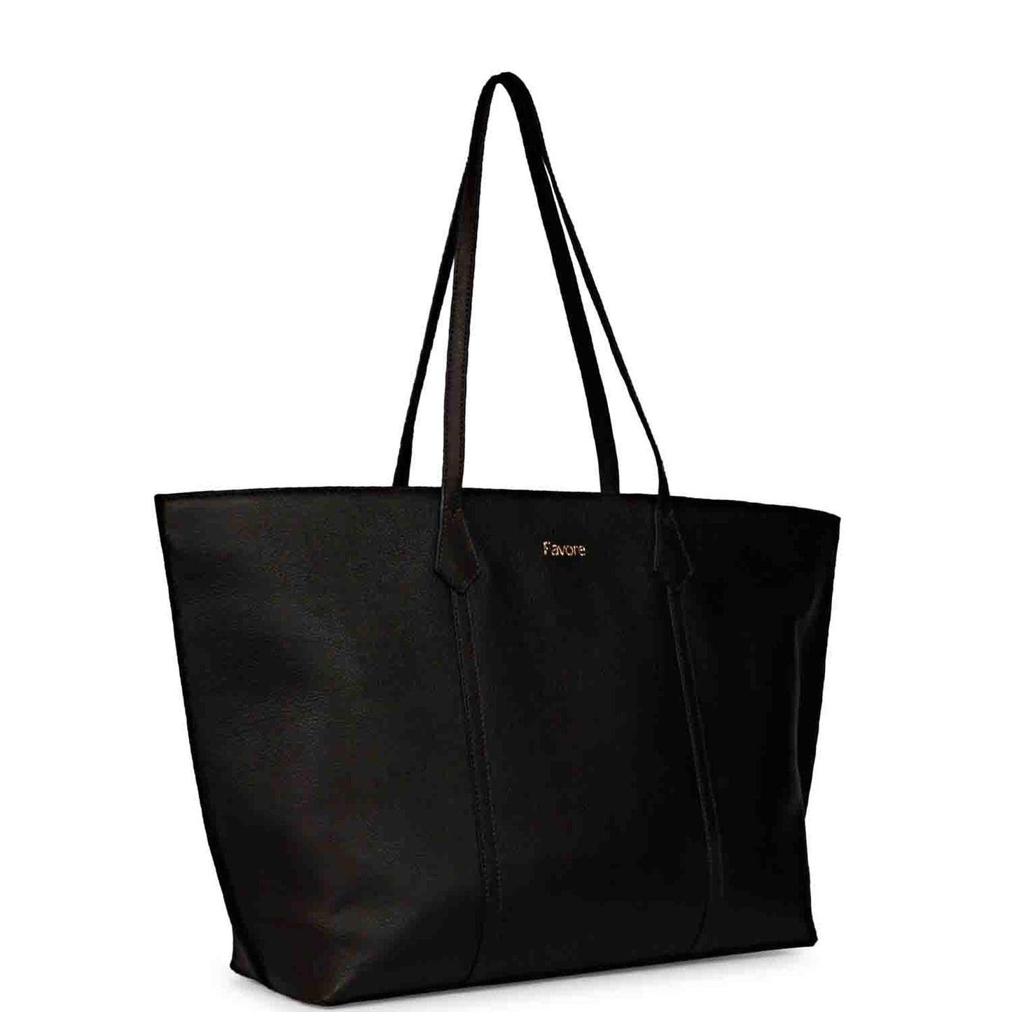 Favore Black Womens Leather Structured Shoulder Bag