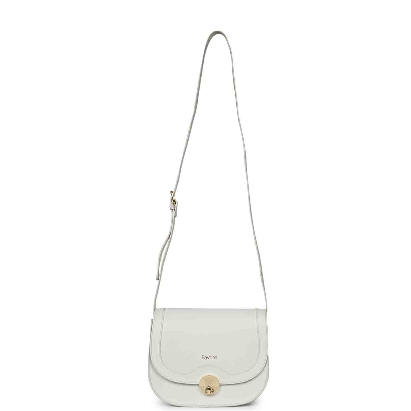 Favore Off White Womens Leather Structured Sling Bag