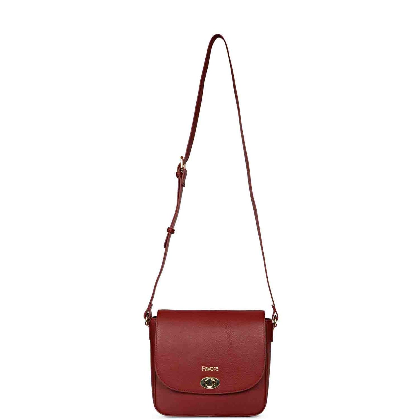 Favore Red Womens Leather Structured Sling Bag
