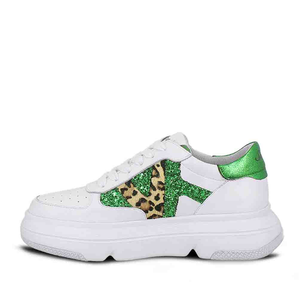 Whitesta Antea White & Green Leather Sneakers