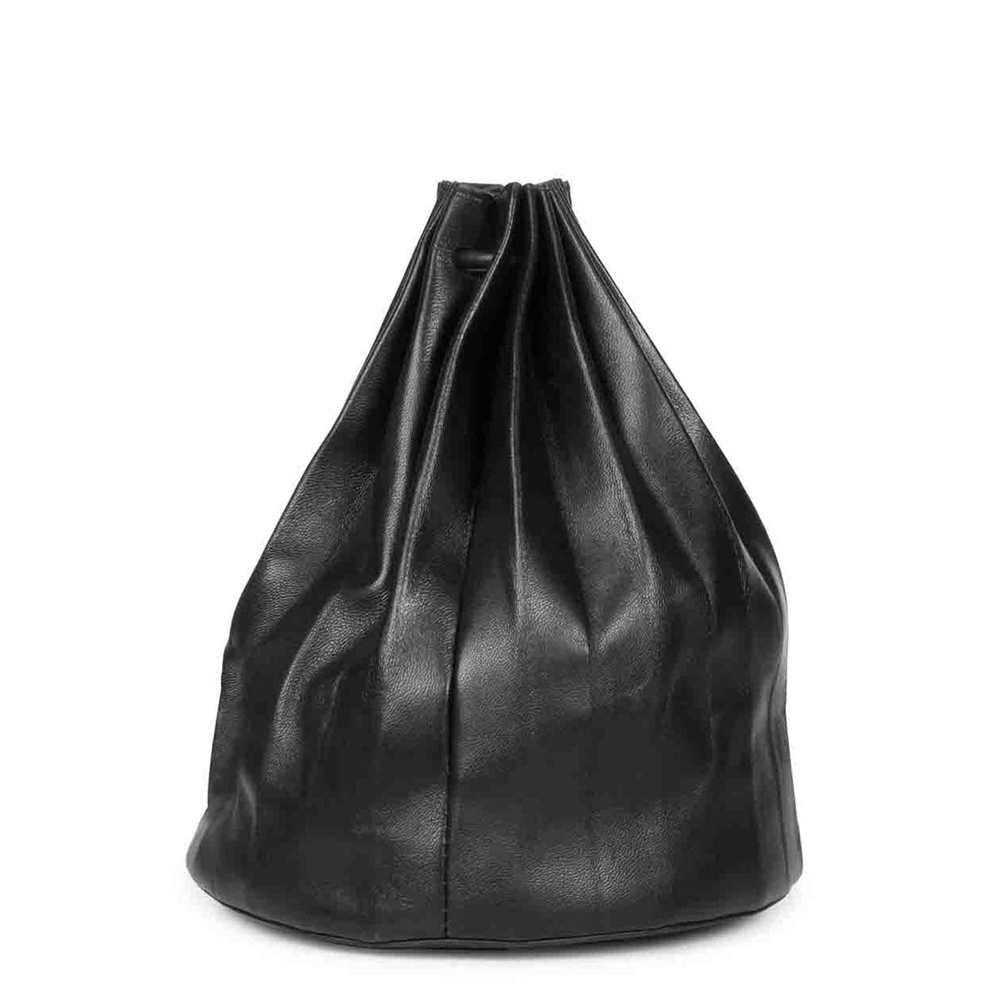 Favore Black Leather Drastring Pouch