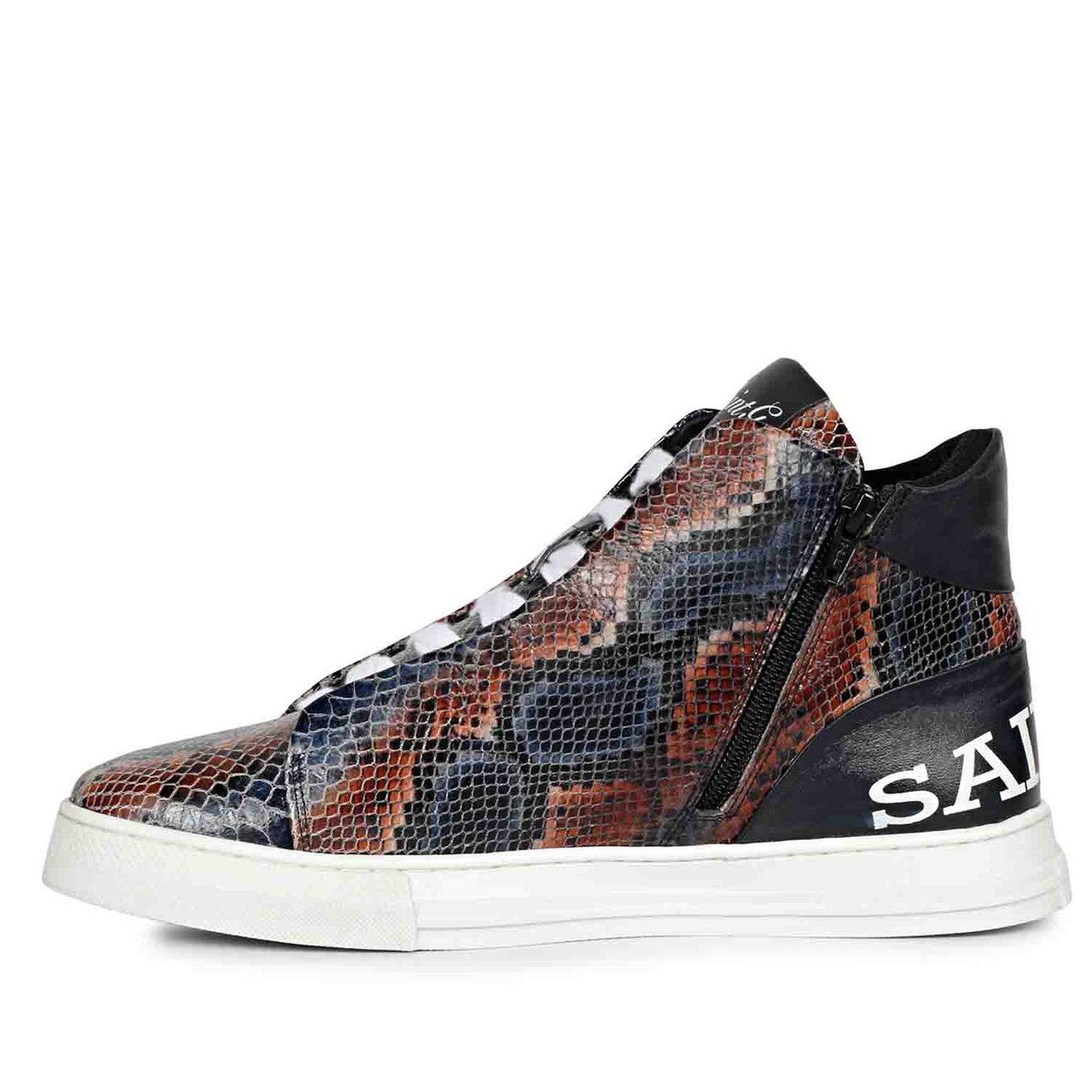 Whitesta Devon Blue Snake Embossed Leather Sneakers