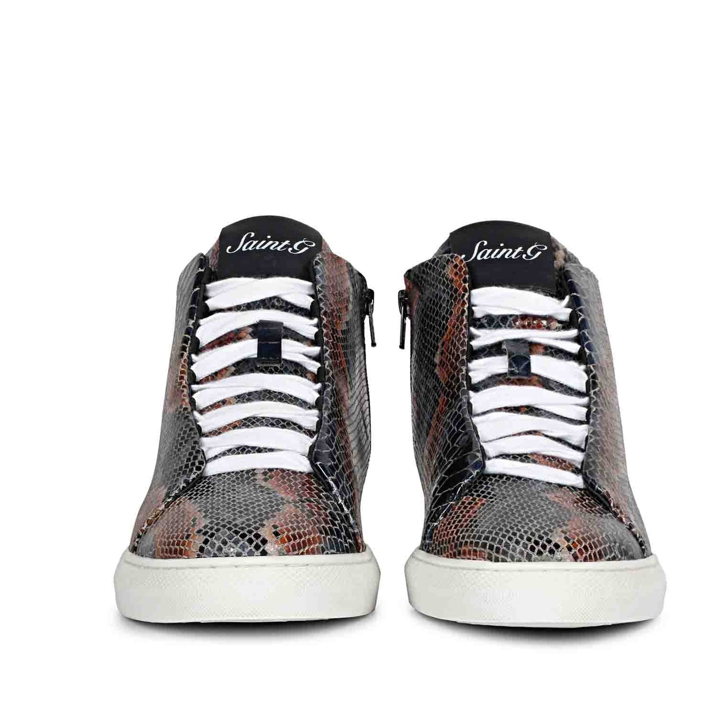Whitesta Devon Blue Snake Embossed Leather Sneakers