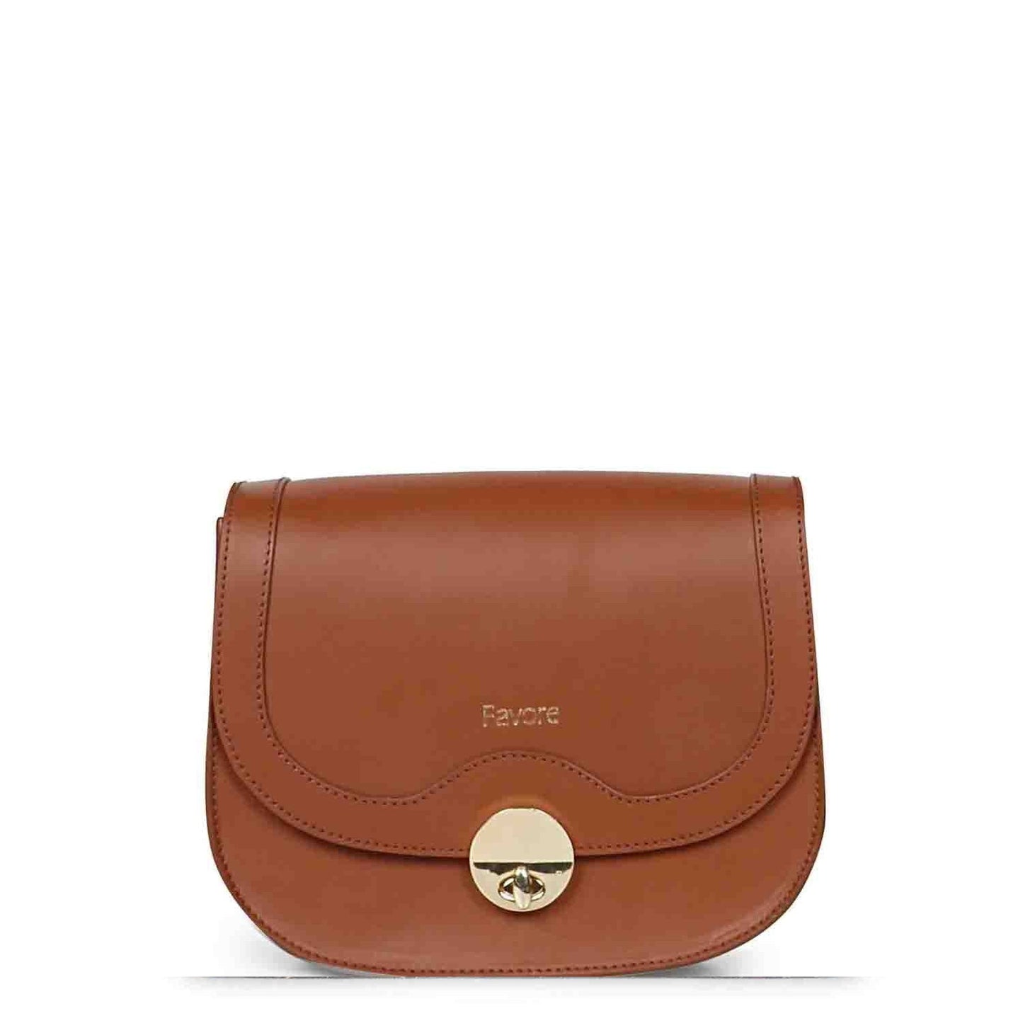 Favore Tan Womens Leather Structured Sling Bag
