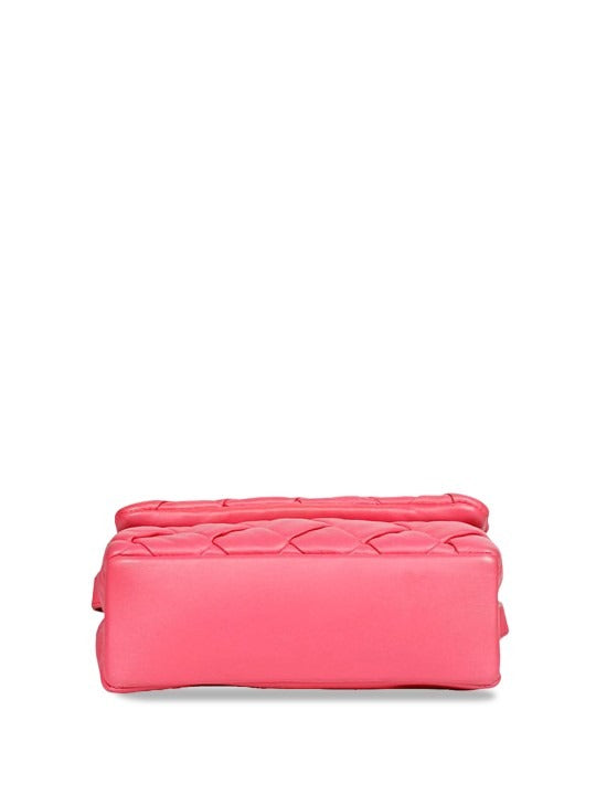 Favore Womens Pink Leather Structured Sling Bag