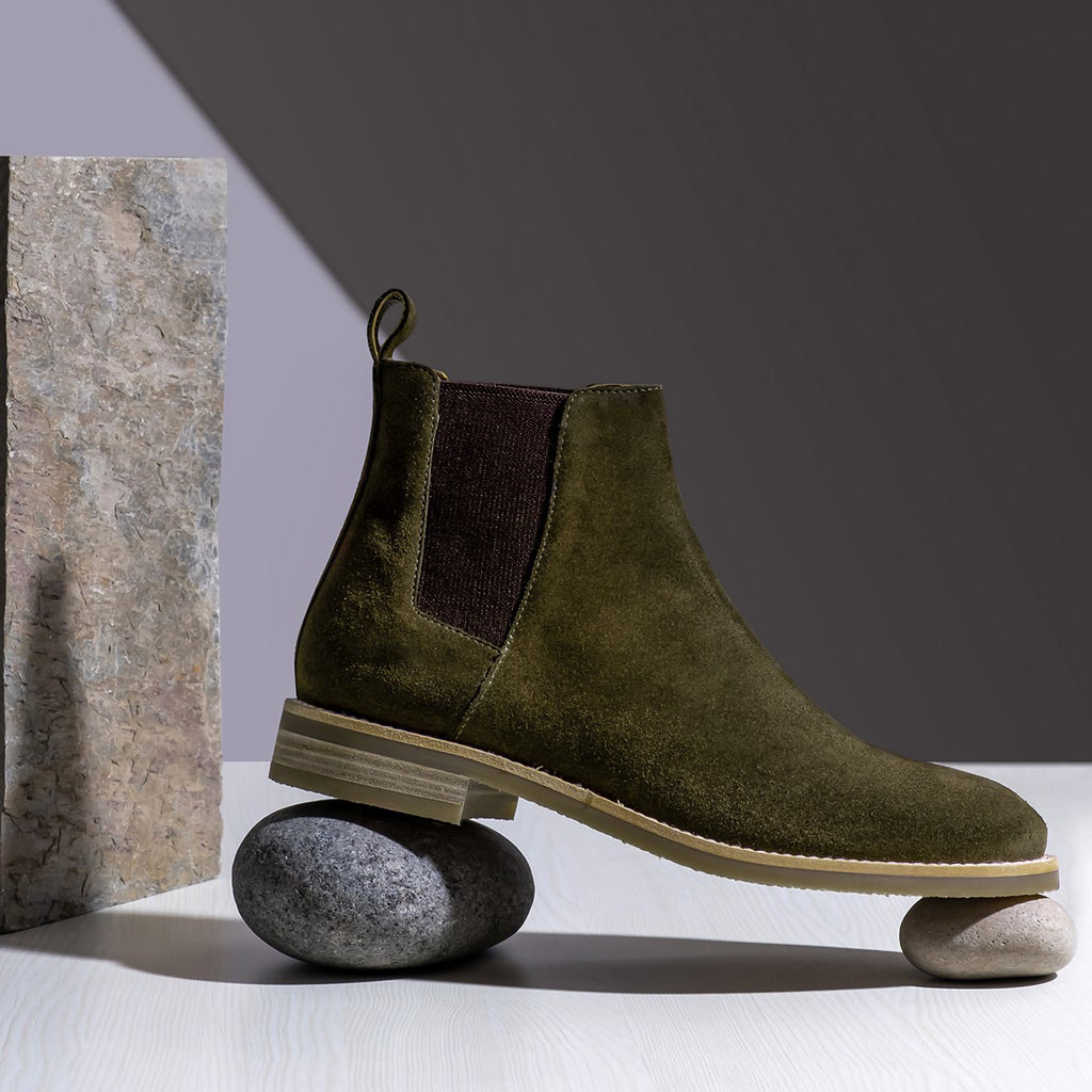 Saint Grimoald Olive Suede Chelsea boot - SaintG